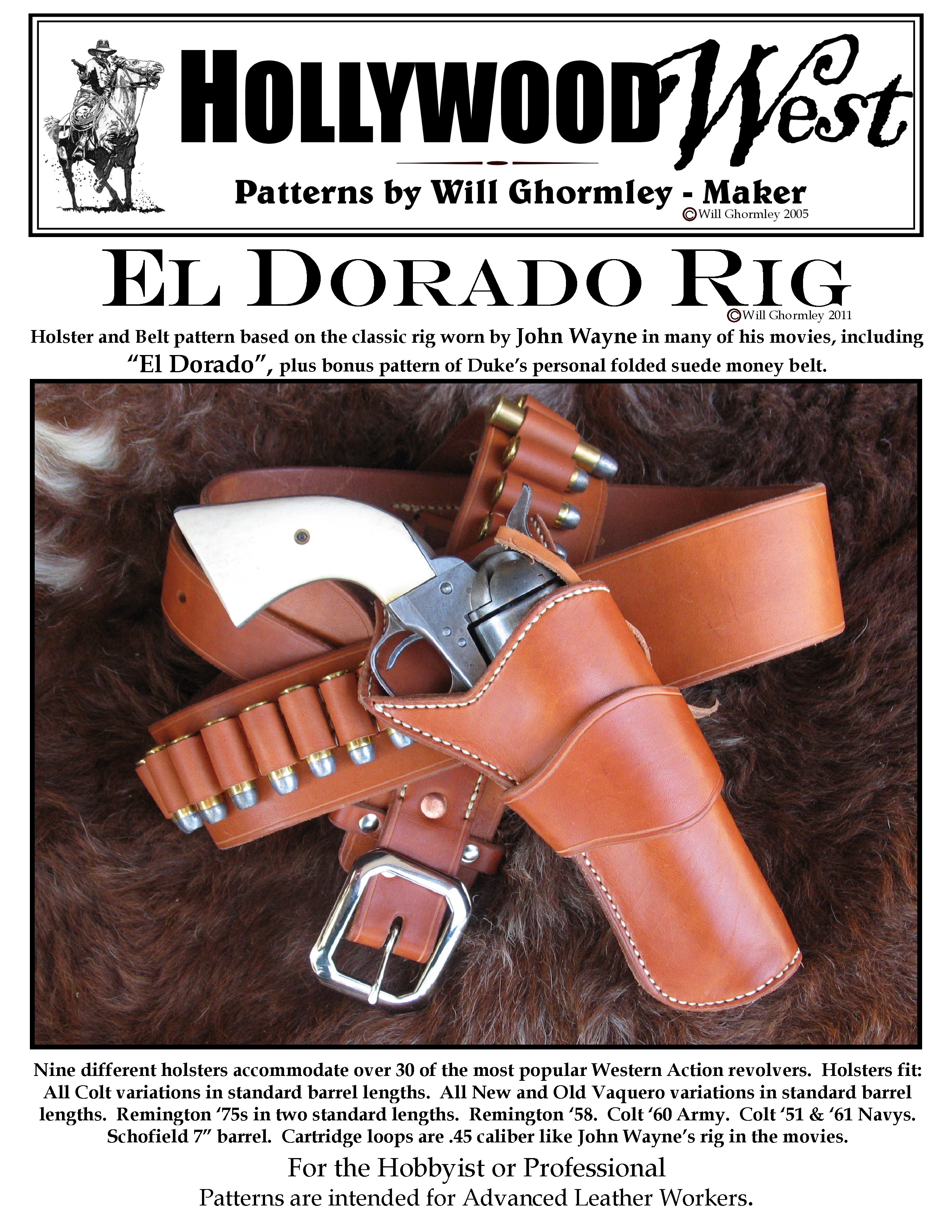 Reddog Leather Cowboy Western John Wayne Holster and Belt SASS the DUKE rig!!