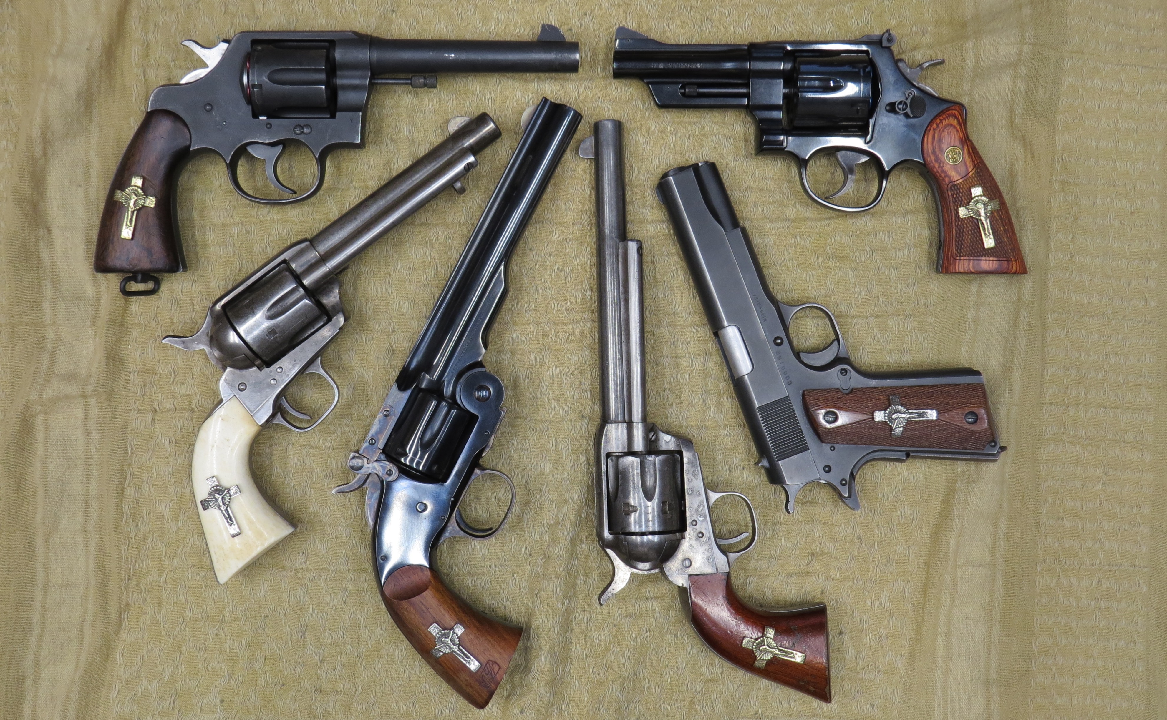 Hand of God Grip Medallion on revolver grip